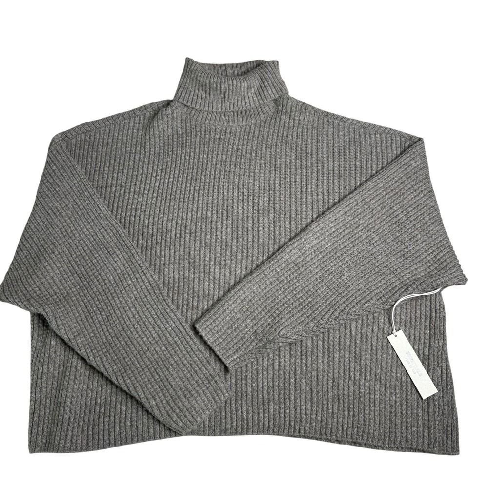 NWT ESSENTIALS Fear of God XL Turtleneck Sweater Knit Ribbed Gray Oversized Cozy